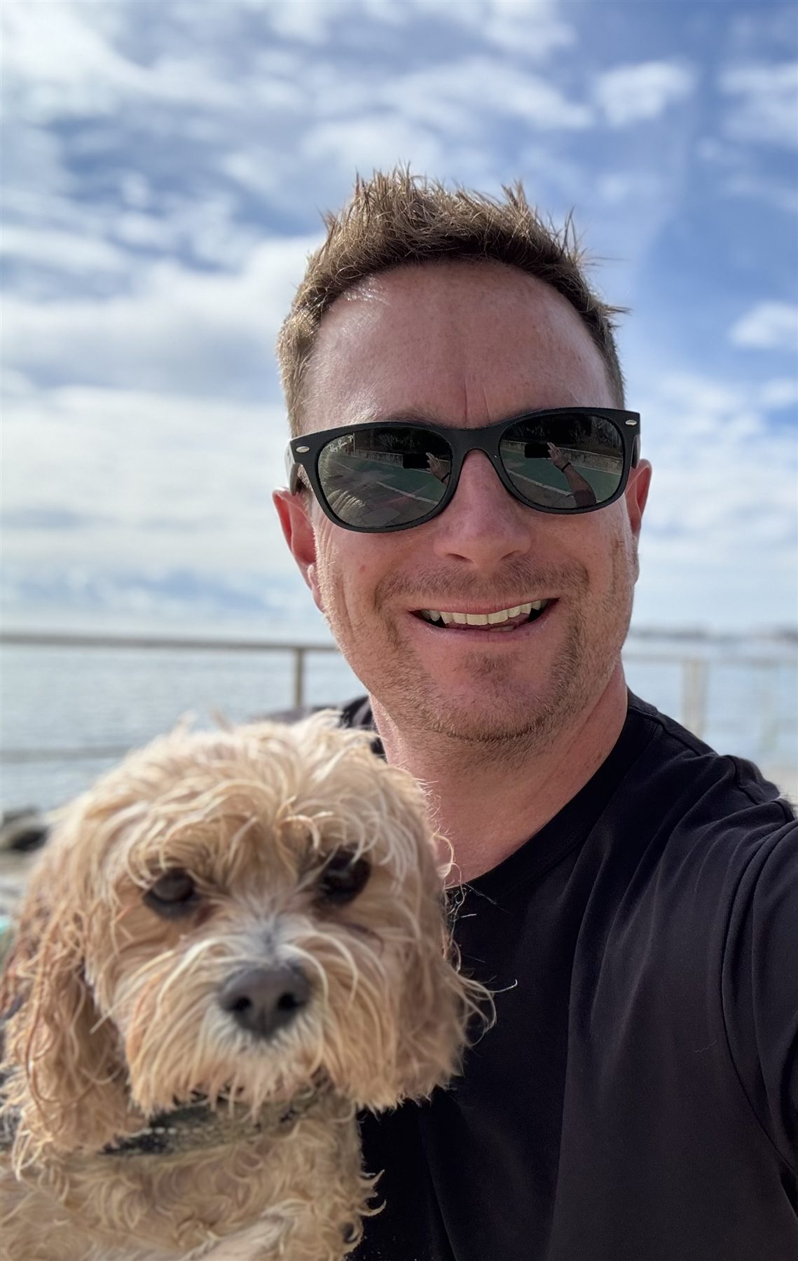 Mark and Bertie on Guincho beach