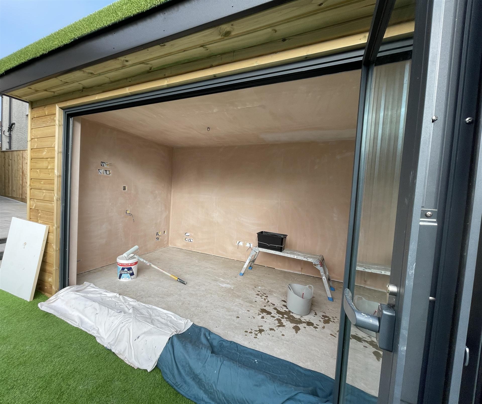 The garden studio structure during construction